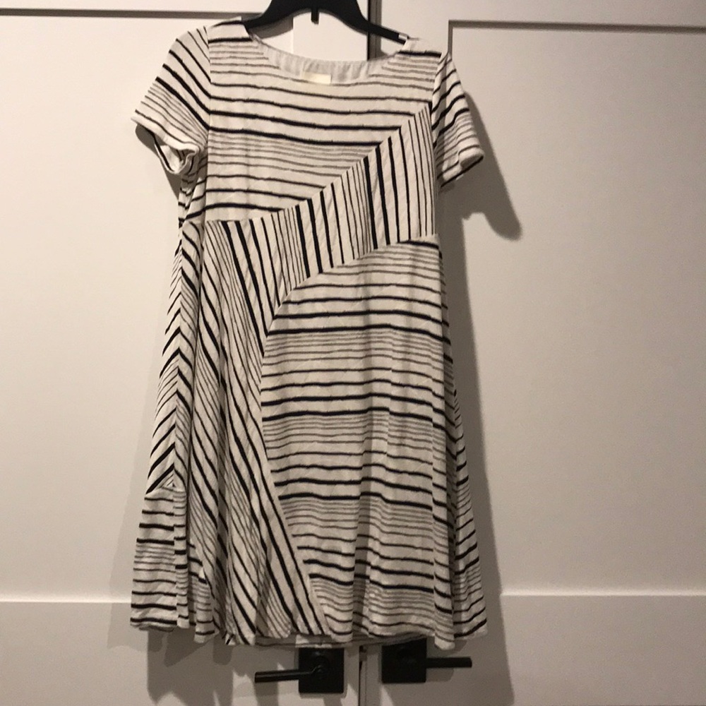 White and Black Striped Loose Fitting Maeve Dress